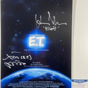 Henry Thomas & Matthew DeMeritt Signed E.T. 11x17 Poster E Autograph BAS COA