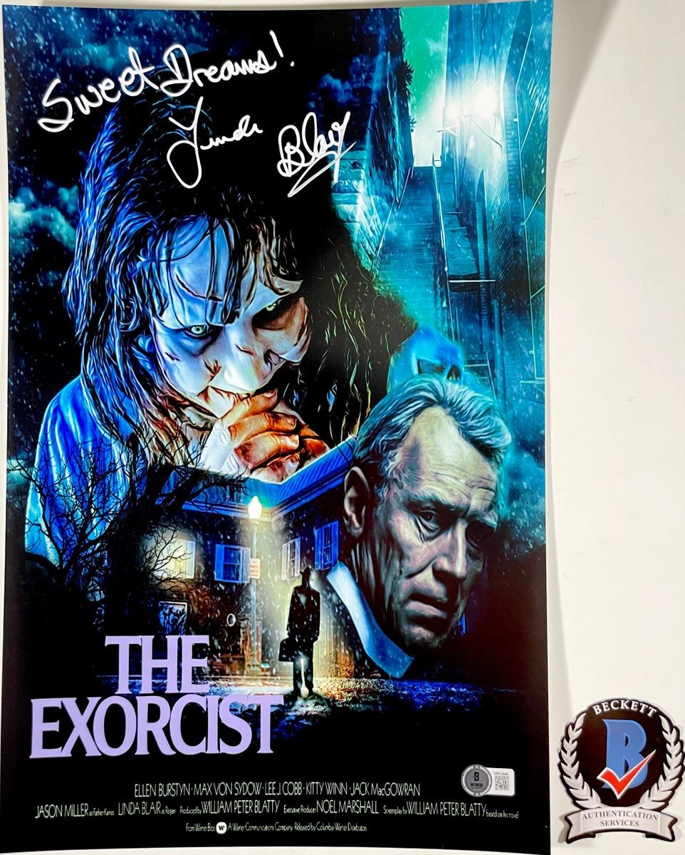 Linda Blair Signed The Exorcist 11x17 Movie Poster F Autograph Regan BAS COA