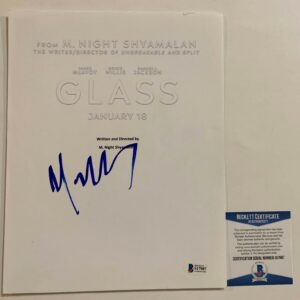 M. Night Shyamalan Signed Glass Movie Script Cover Autograph Beckett BAS COA