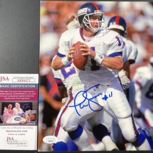 NFL Phil Simms New York Giants Super Bowl XXI MVP Signed 8x10 Photo F JSA COA