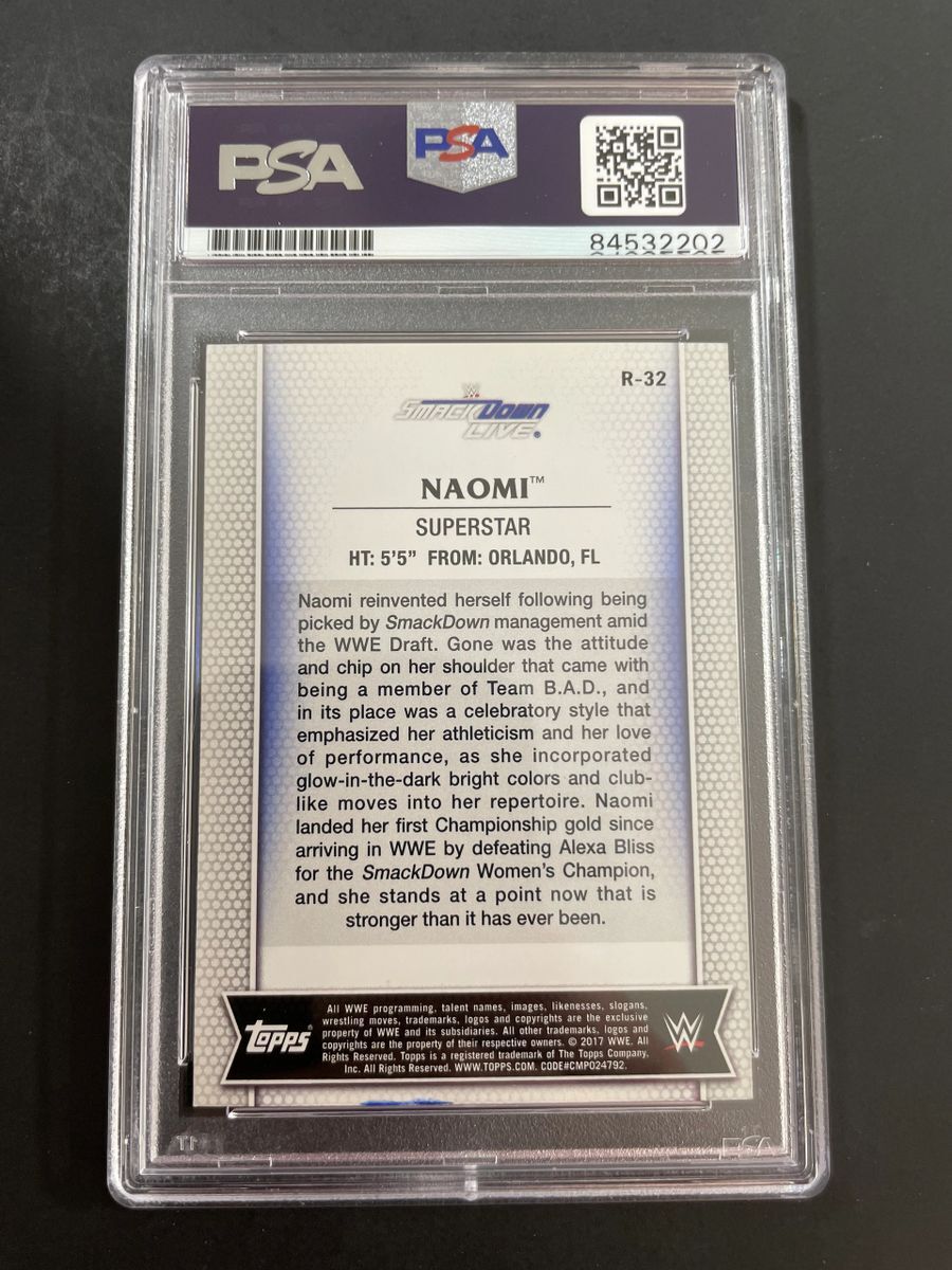 Naomi Signed 2017 Topps WWE Women's Division Trading Card R-32 PSA DNA Slabbed - Image 2