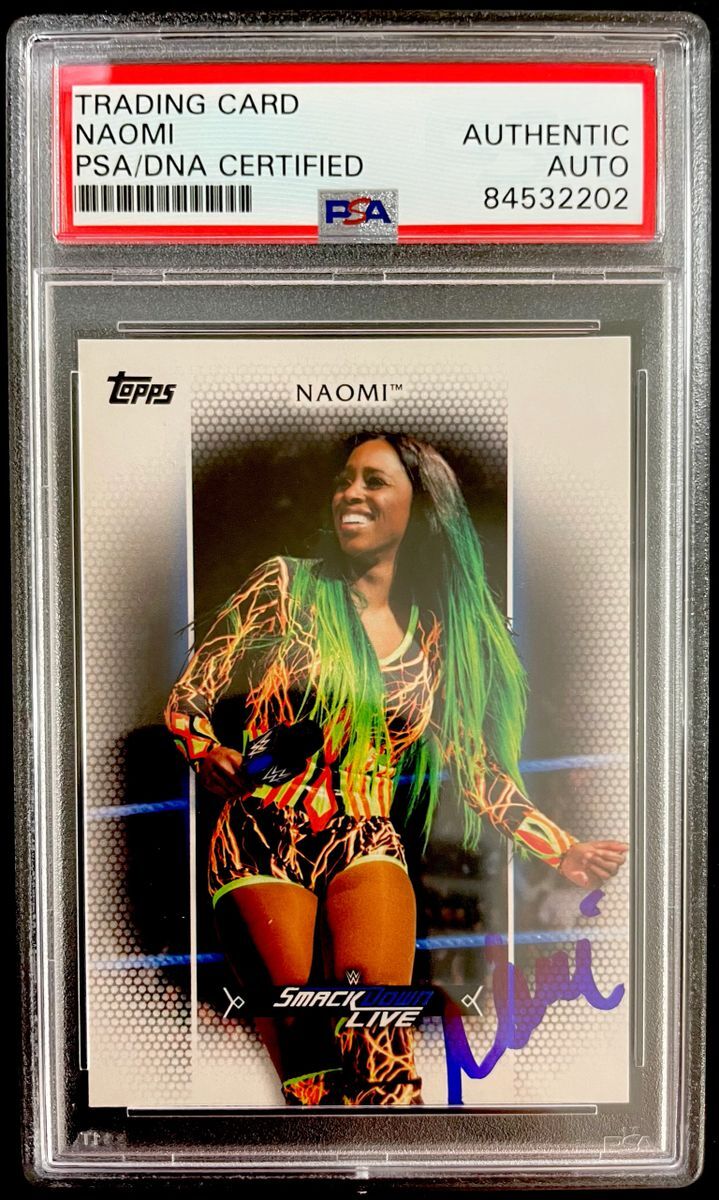 Naomi Signed 2017 Topps WWE Women's Division Trading Card R-32 PSA DNA Slabbed