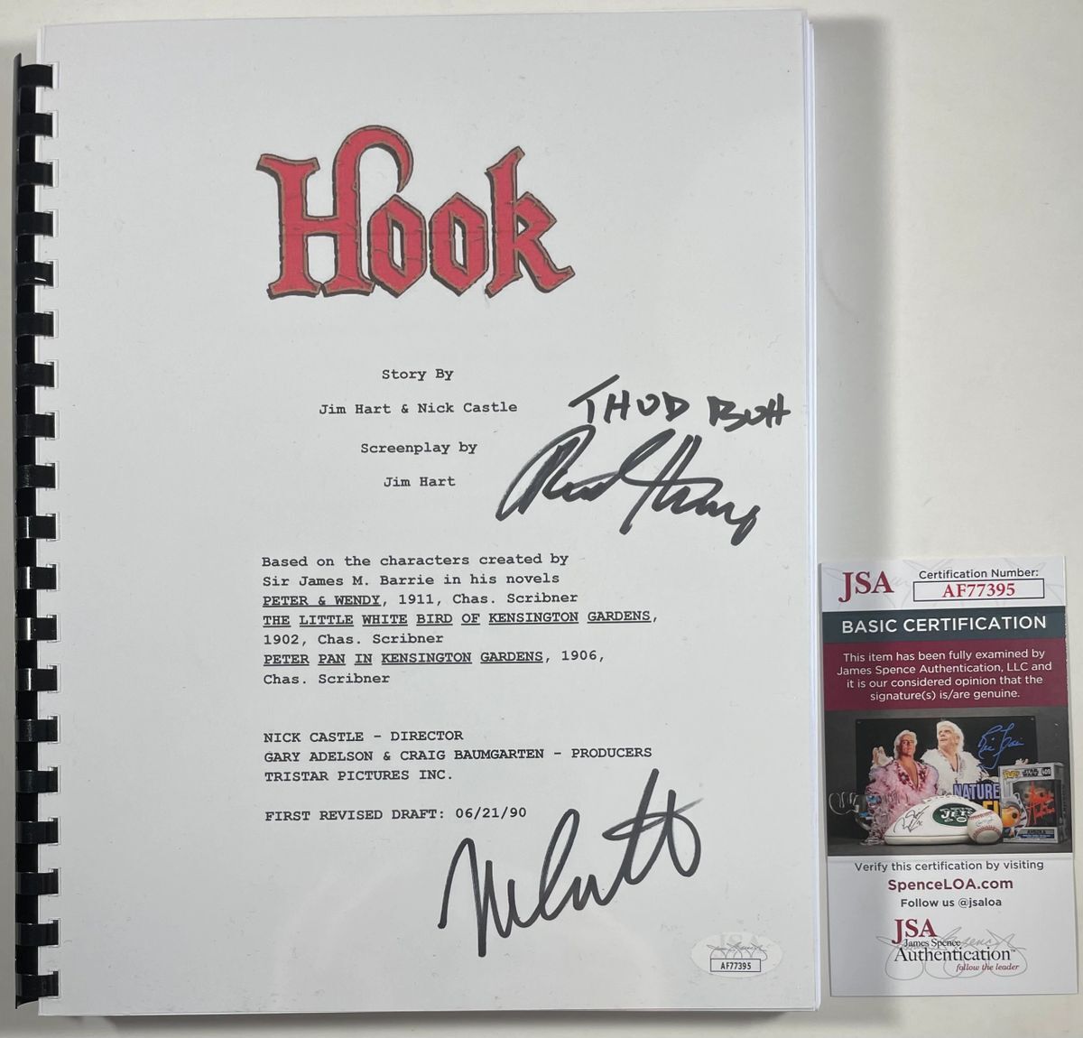 Nick Castle & Raushan Hammond Signed Hook Full Movie Script Autograph JSA COA