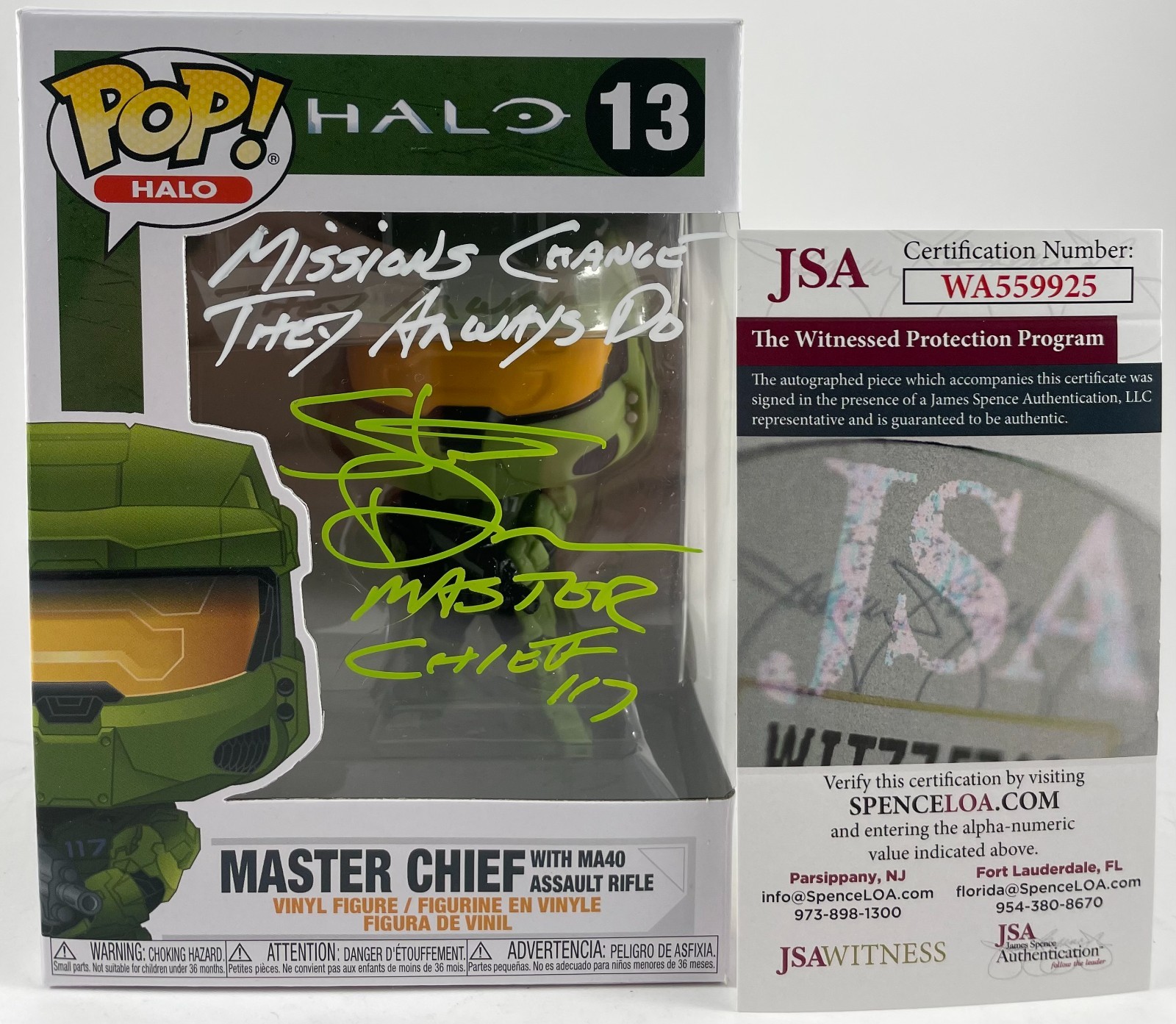 Steve Downes Signed HALO Master Chief Funko POP! #13 Authentic Autograph JSA COA