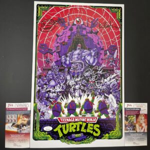 Teenage Mutant Ninja Turtles Cast Signed x5 11x17 Poster F Eastman TMNT JSA COA