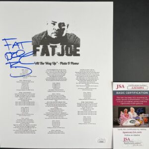 Terror Squad Fat Joe Signed "All The Way Up" Lyric Sheet Autograph JSA COA