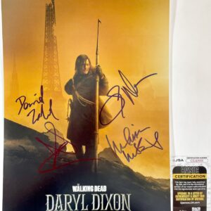The Walking Dead Daryl Dixon Cast Signed x4 11x17 Poster A Norman Reedus JSA COA