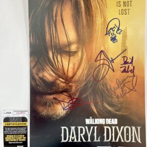 The Walking Dead Daryl Dixon Cast Signed x4 11x17 Poster B Norman Reedus JSA COA