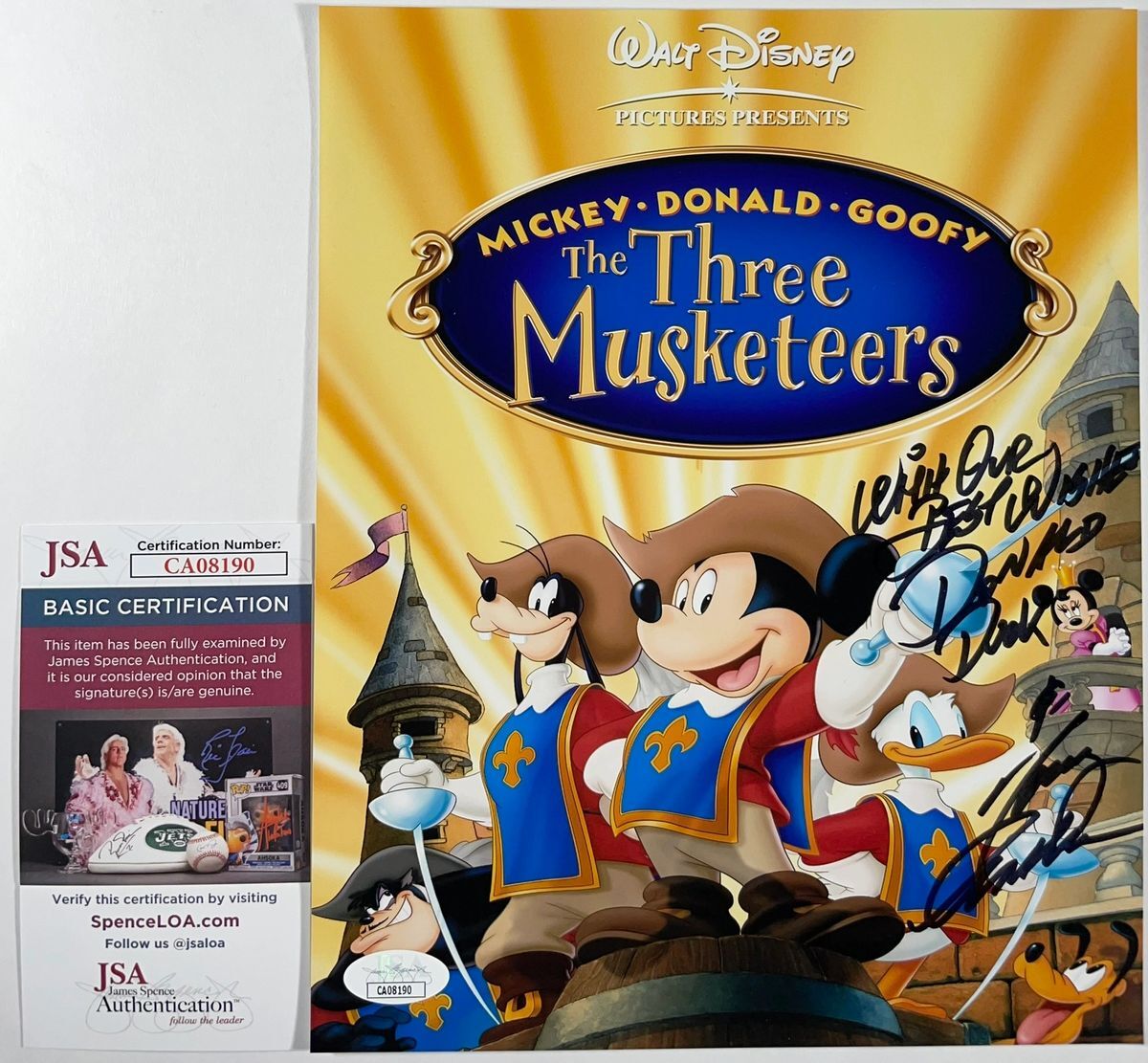 Tony Anselmo Signed Disney The Three Musketeers 8x10 Poster Autograph JSA COA