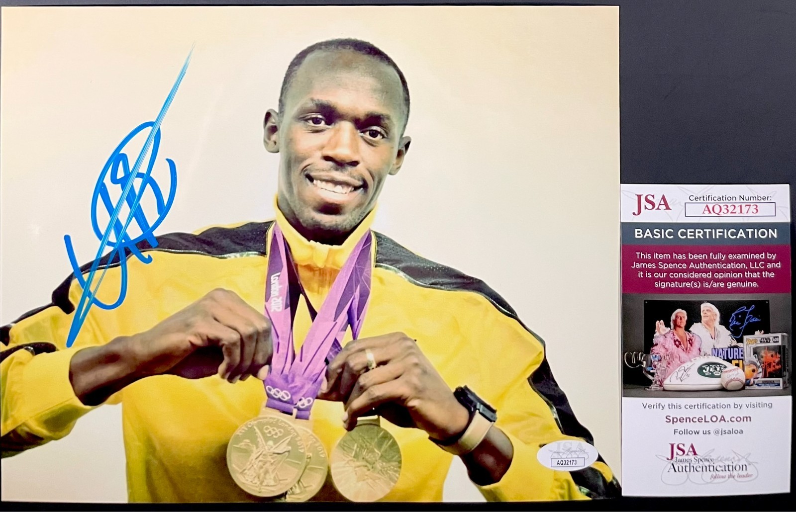 Usain Bolt Signed London 2012 Summer Olympics 8x10 Photo Autograph Track JSA COA