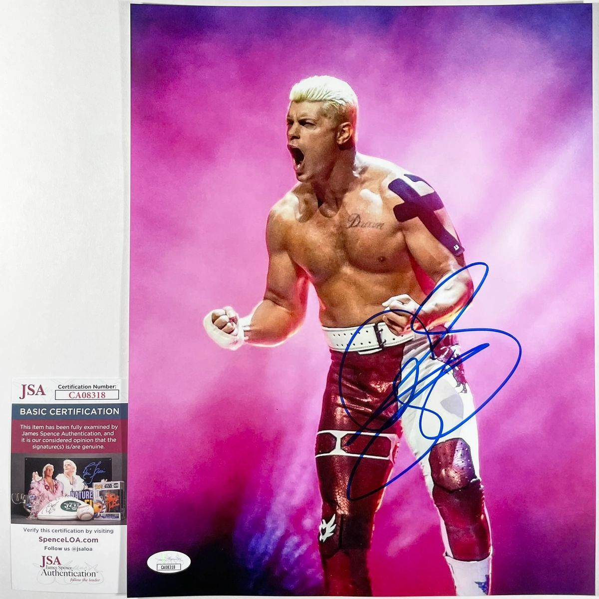 WWE American Nightmare Cody Rhodes Signed 11x14 Photo C Autograph JSA COA