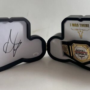 WWE Cody Rhodes & Rhea Ripley Signed Royal Rumble Mini Belt Case JSA COA