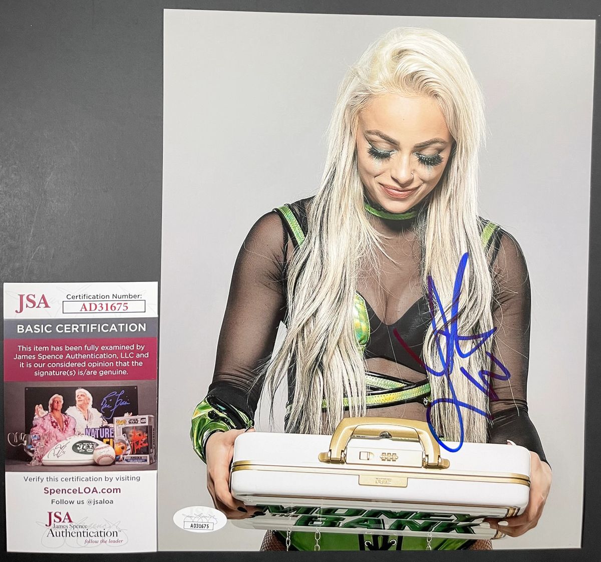 WWE Liv Morgan Signed Money In The Bank MITB 8x10 Photo D Autograph JSA COA