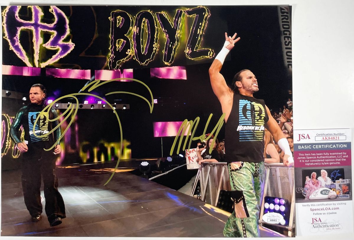 WWE Matt Hardy & Jeff Hardy Signed Hardy Boyz 11x14 Photo Q Autograph JSA COA