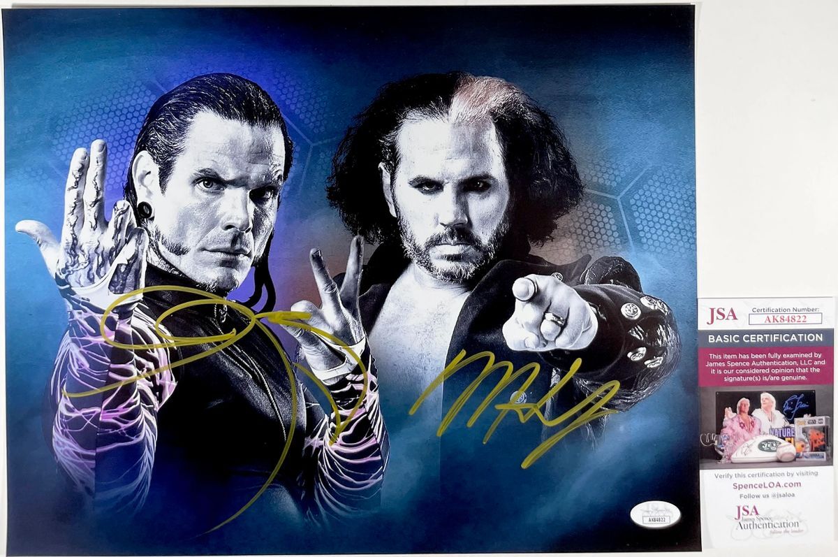 WWE Matt Hardy & Jeff Hardy Signed Hardy Boyz 11x14 Photo R Autograph JSA COA