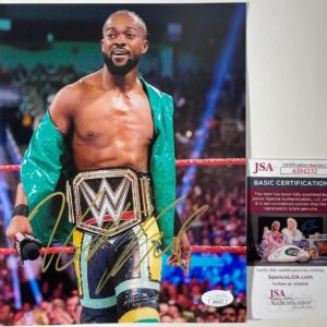 WWE NXT Kofi Kingston Signed Championship Belt 8x10 Photo F New Day JSA COA