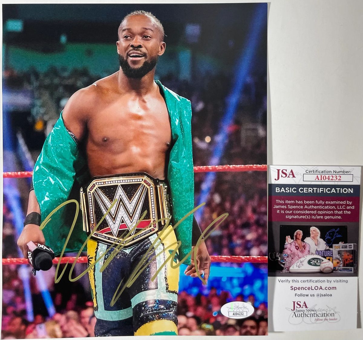 WWE NXT Kofi Kingston Signed Championship Belt 8x10 Photo F New Day JSA COA