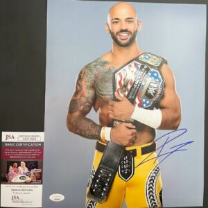 WWE NXT Ricochet Signed US Championship Belt 11x14 Photo B Autograph JSA COA